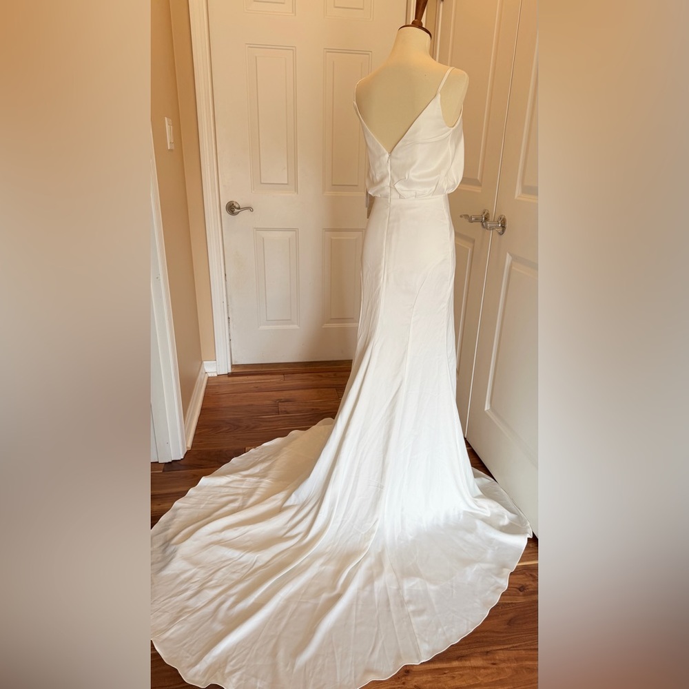 JJs House White Spaghetti Strap Bridal Gown with Train - Picture 2 of 8